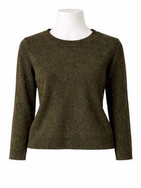 Size S J.Crew Women’s Teddie Sweater Olive Wool Blend Crewneck Pullover